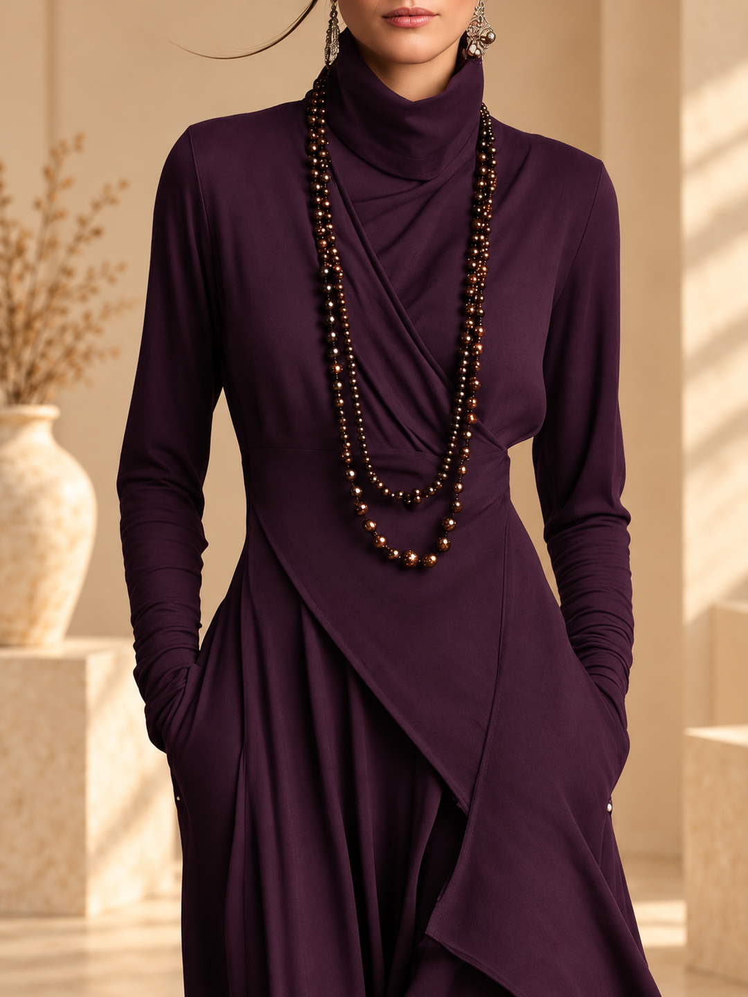 Robe longue à col roulé