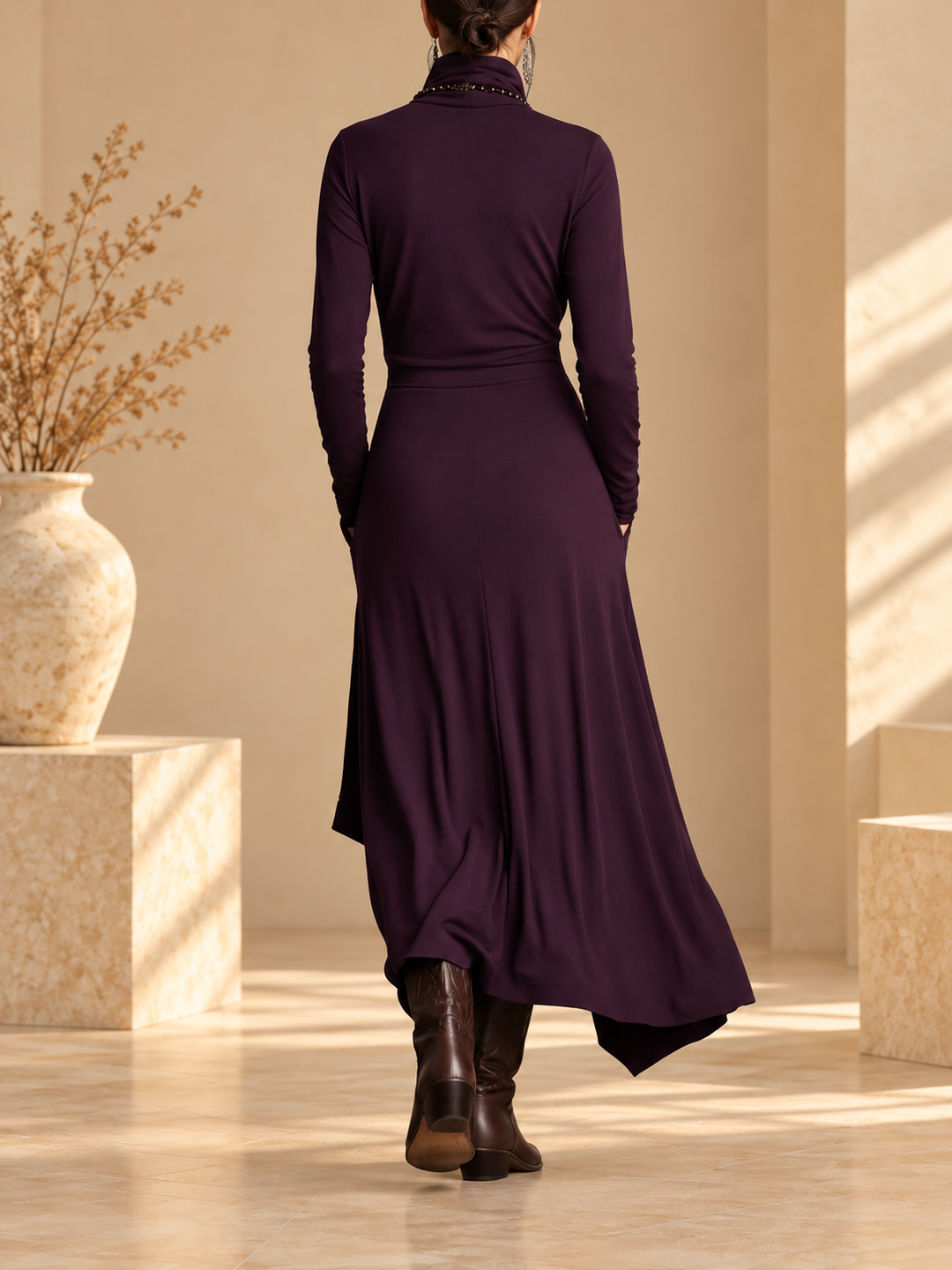 Robe longue à col roulé