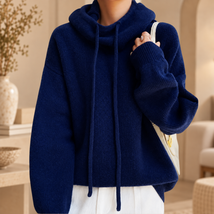 Pull en maille à capuche