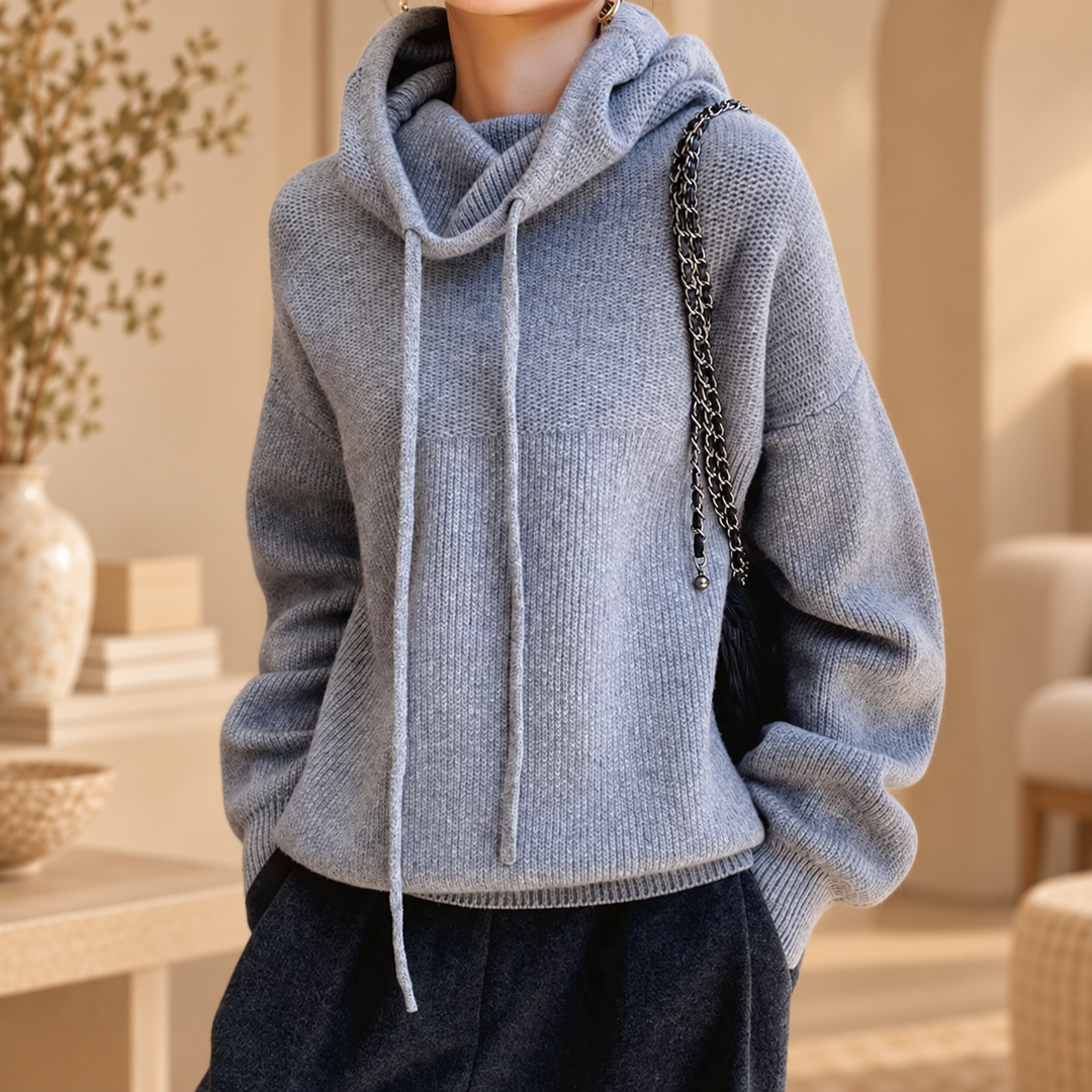 Pull en maille à capuche