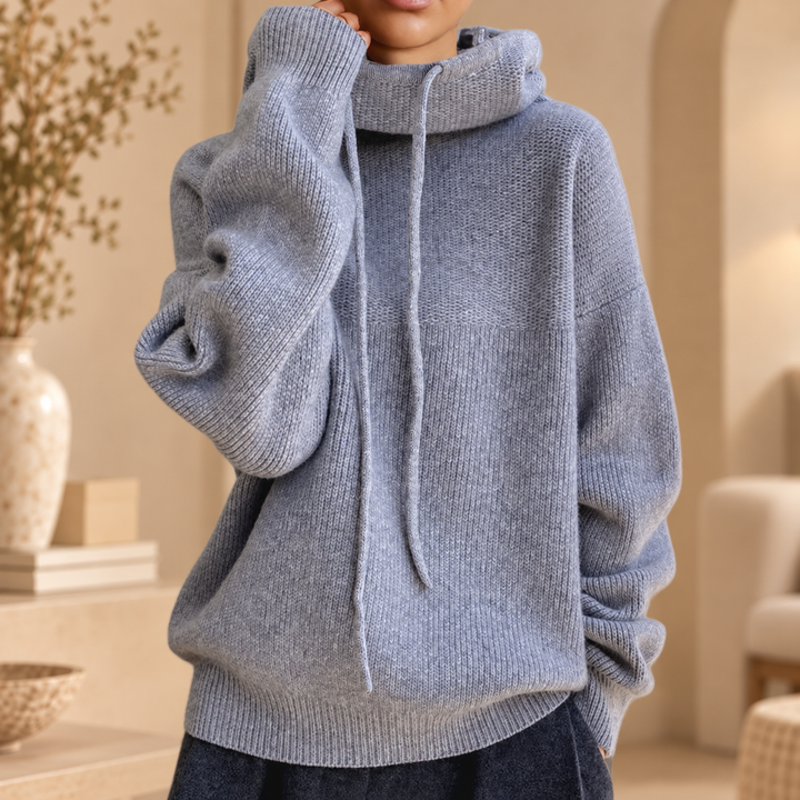 Pull en maille à capuche