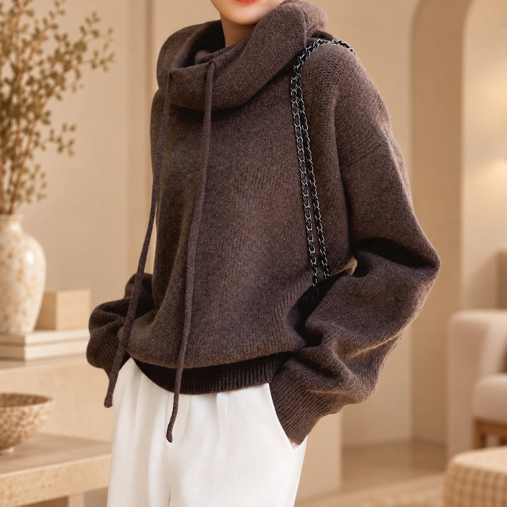 Pull en maille à capuche