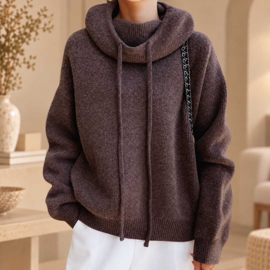 Pull en maille à capuche
