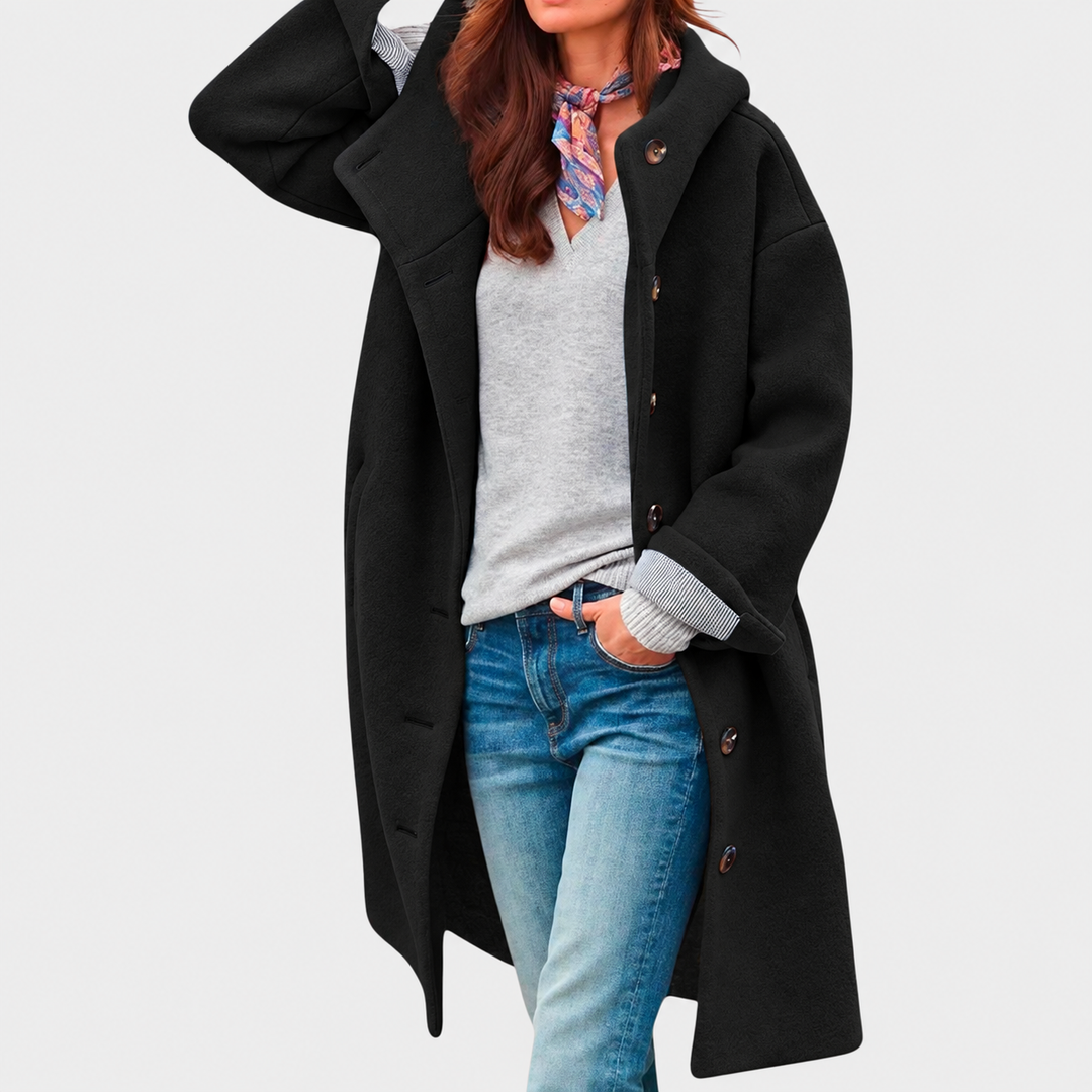 Freya | Manteau long effet teddy à capuche