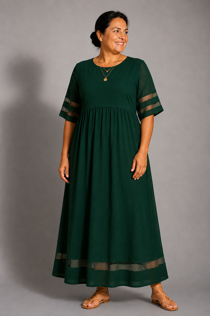Robe midi évasée et flatteuse