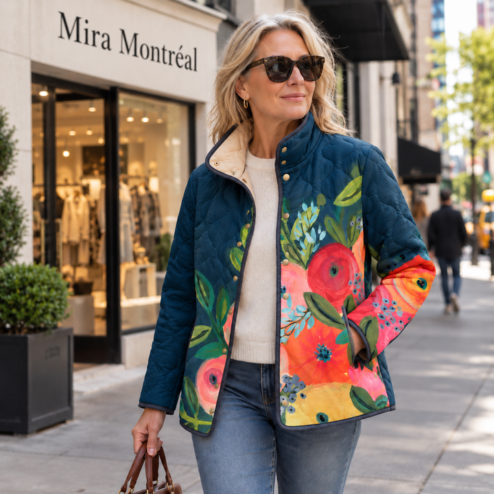 Amaya | Veste matelassée à fleurs vintage