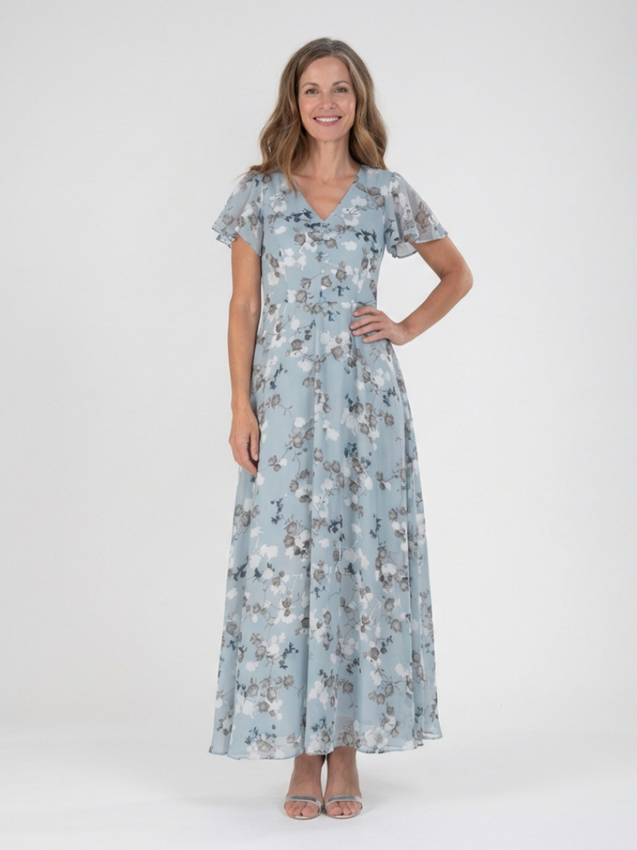 Robe longue fleurie en mousseline