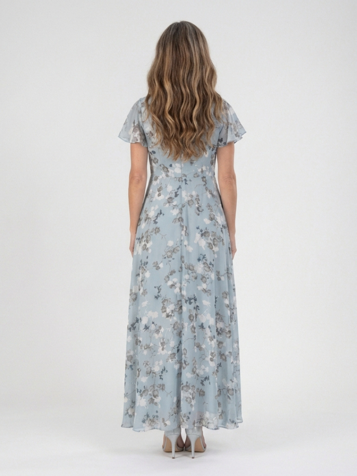 Robe longue fleurie en mousseline