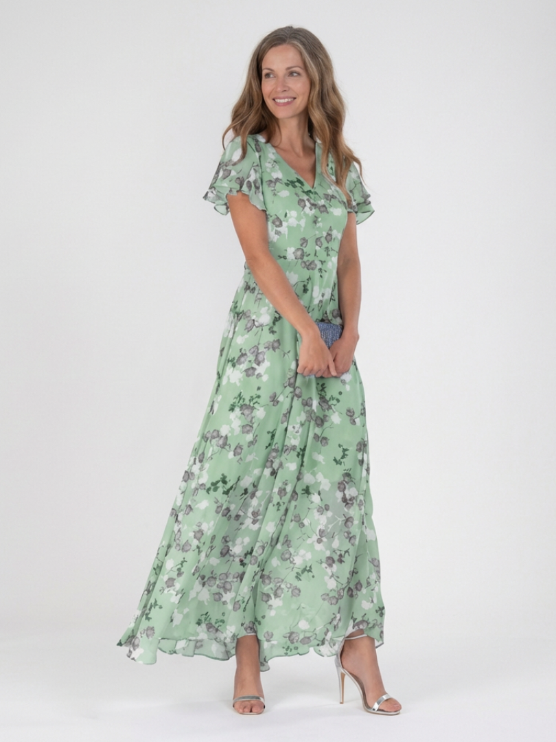 Robe longue fleurie en mousseline