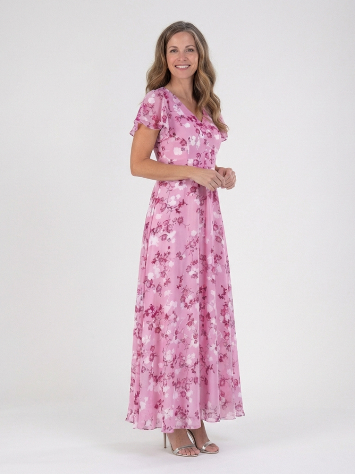 Robe longue fleurie en mousseline