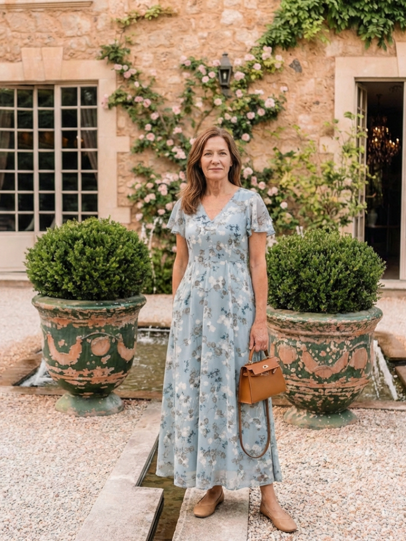 Robe longue fleurie en mousseline