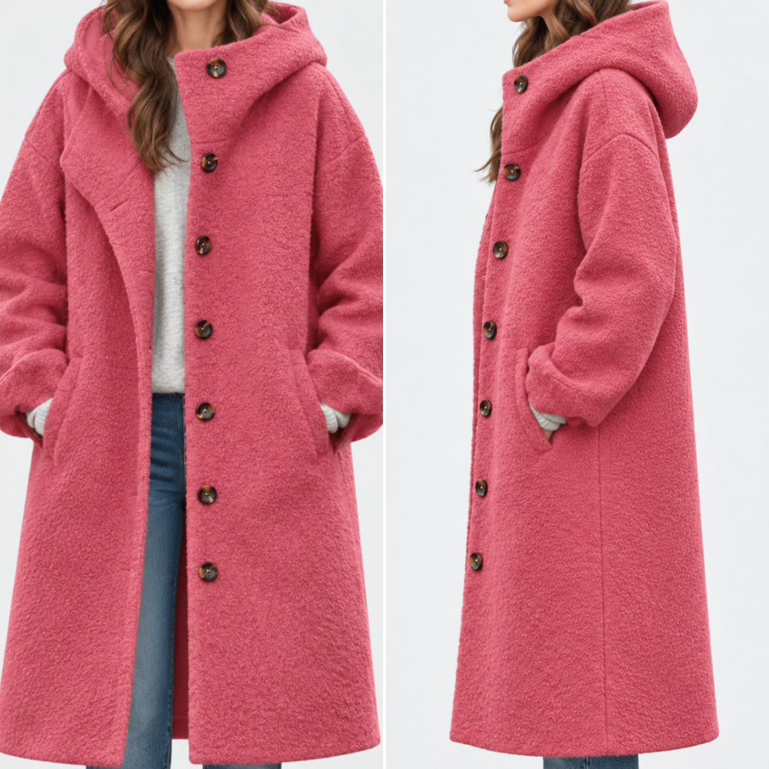 Freya | Manteau long effet teddy à capuche