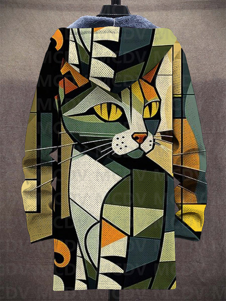 Estelle | Cardigan à capuche à motif de chat doré