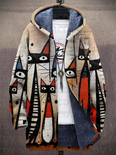 Estelle | Cardigan à capuche à motif de chat doré