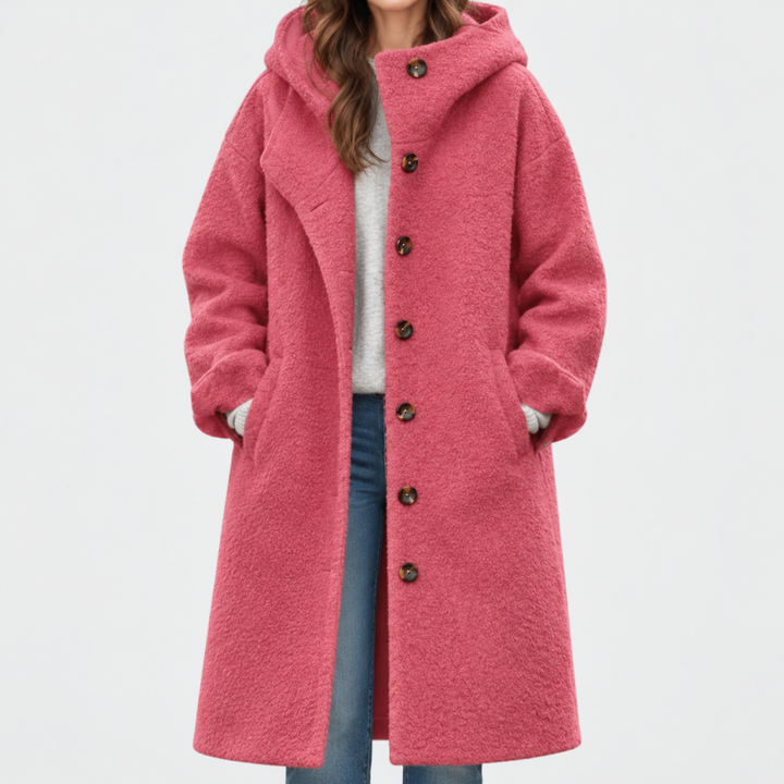 Freya | Manteau long effet teddy à capuche