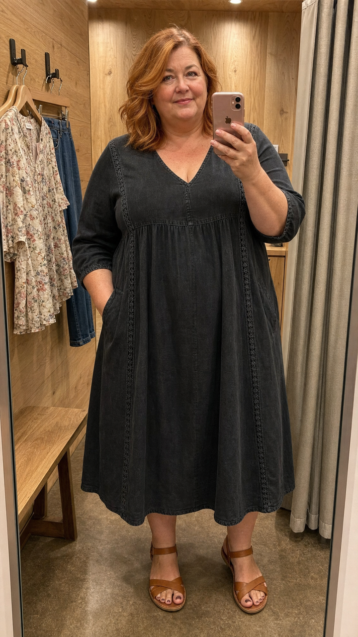 Robe longue évasée coupe trapèze