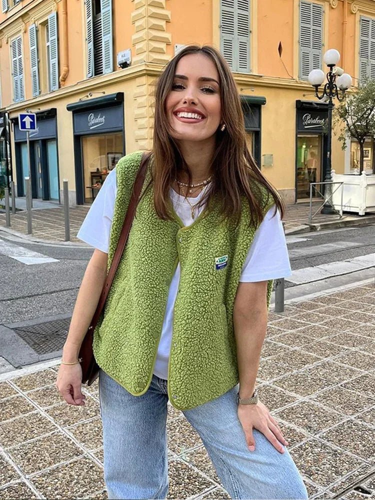 Cleo | Gilet sans manches effet sherpa oversize