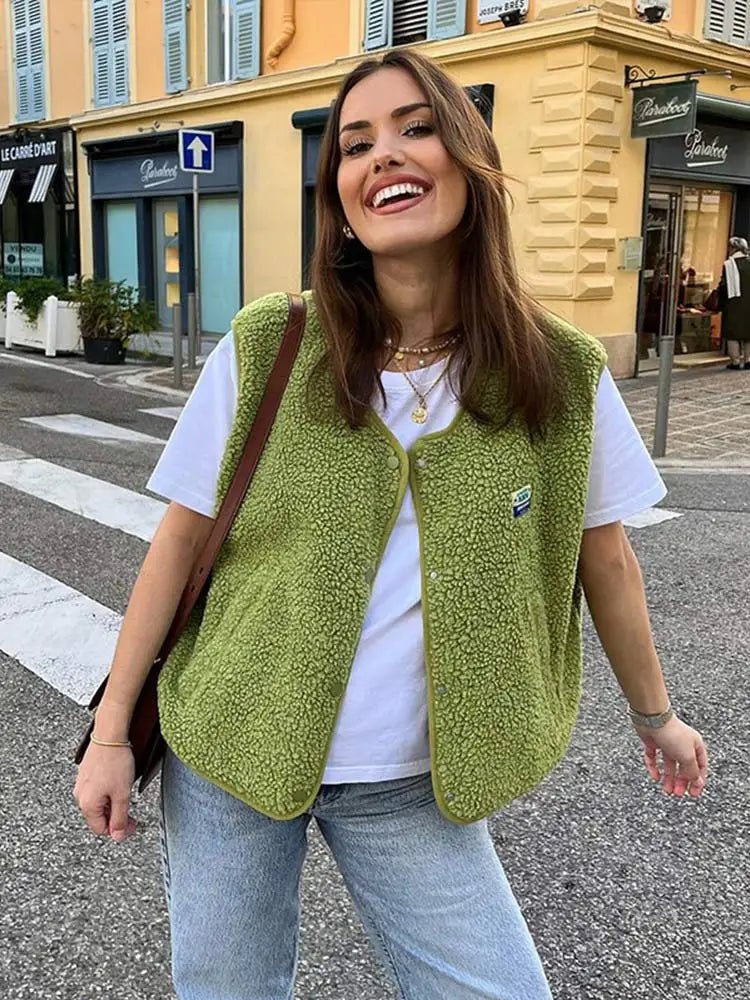 Cleo | Gilet sans manches effet sherpa oversize