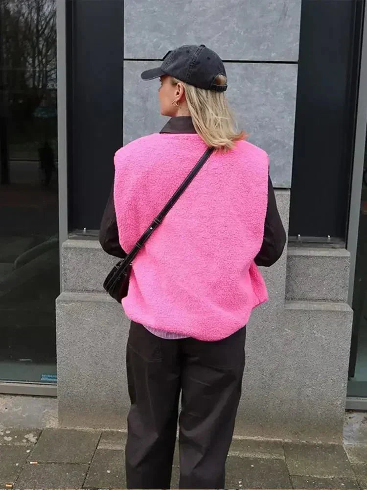 Cleo | Gilet sans manches effet sherpa oversize