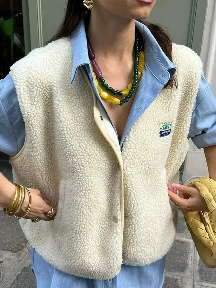 Cleo | Gilet sans manches effet sherpa oversize