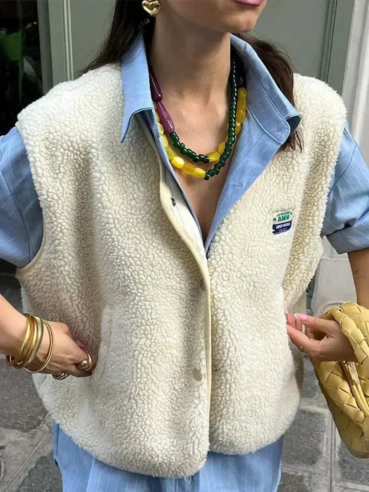 Cleo | Gilet sans manches effet sherpa oversize