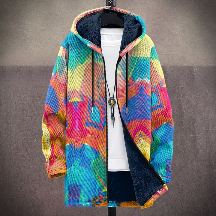 Geneviève | Cardigan à capuche à imprimé arc-en-ciel