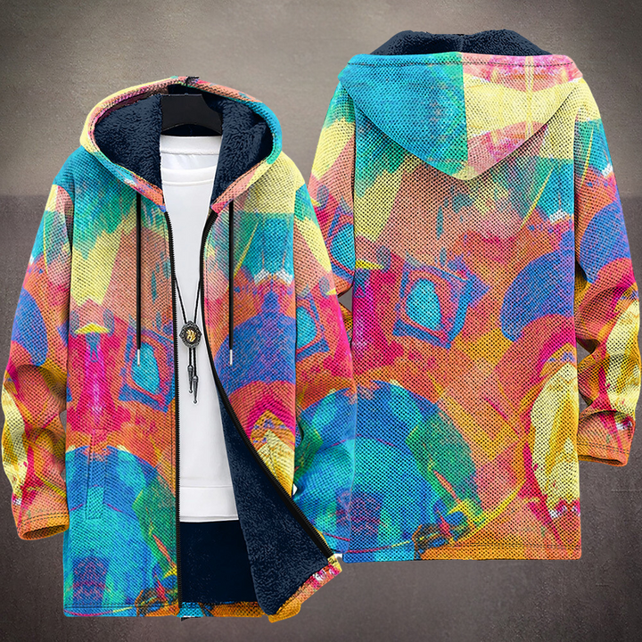 Geneviève | Cardigan à capuche à imprimé arc-en-ciel