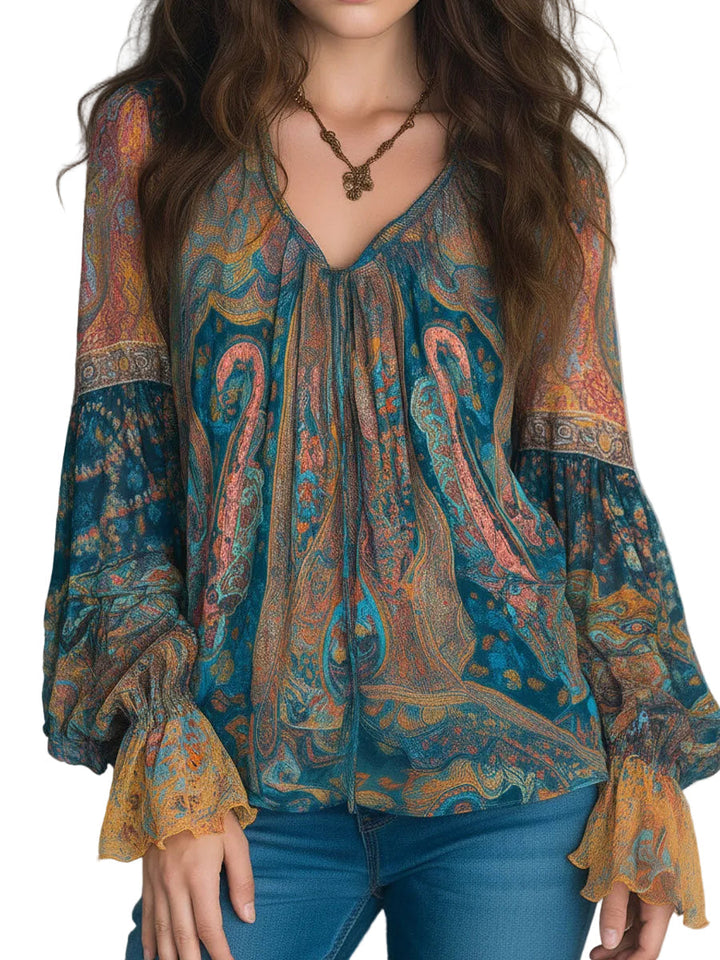 Soleil | Blouse Bohème Imprimée Cachemire