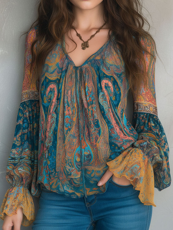 Soleil | Blouse Bohème Imprimée Cachemire