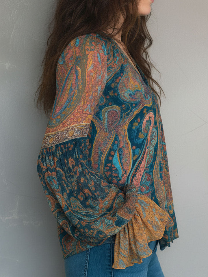 Soleil | Blouse Bohème Imprimée Cachemire