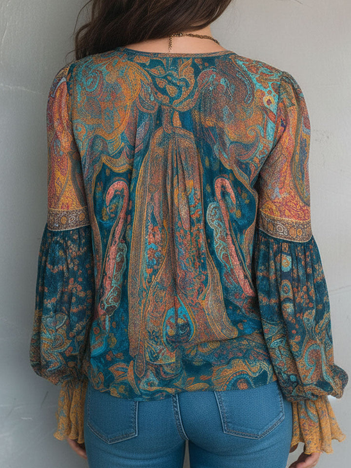 Soleil | Blouse Bohème Imprimée Cachemire