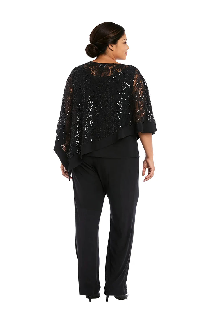 Ensemble pantalon de cérémonie avec cape à sequins, grandes tailles