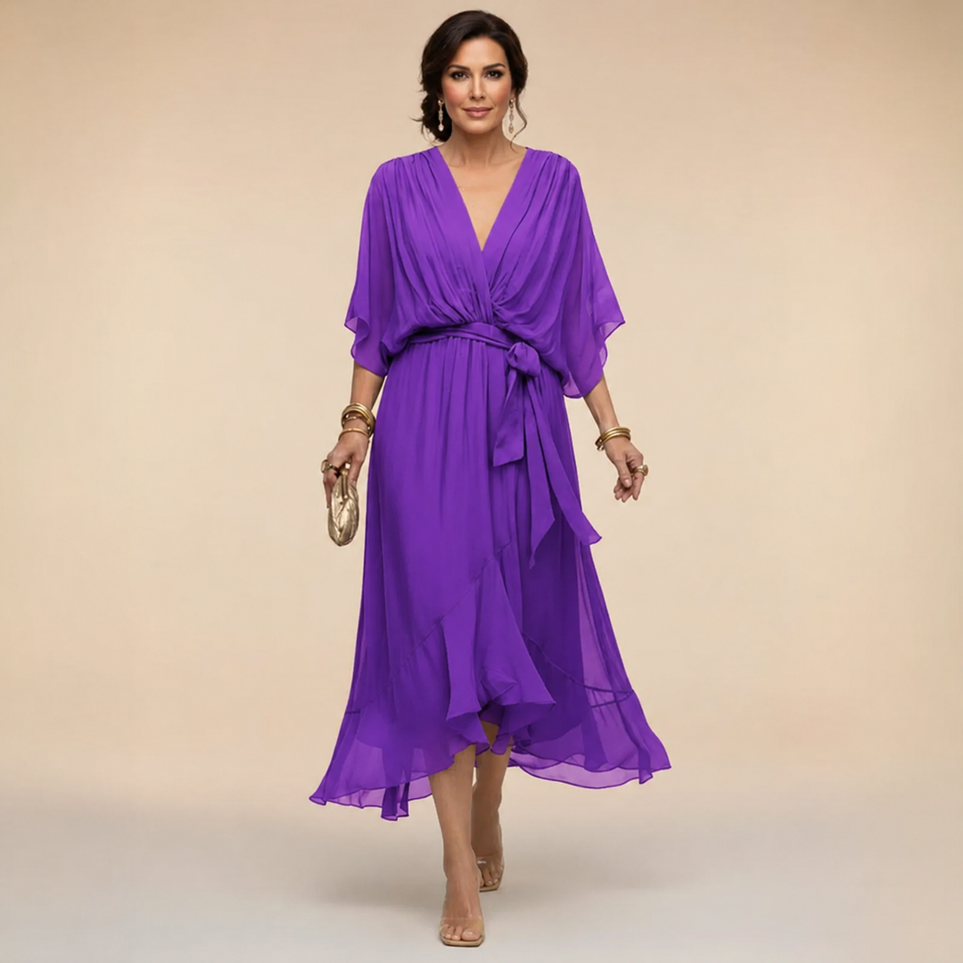 Robe à col V et coupe portefeuille