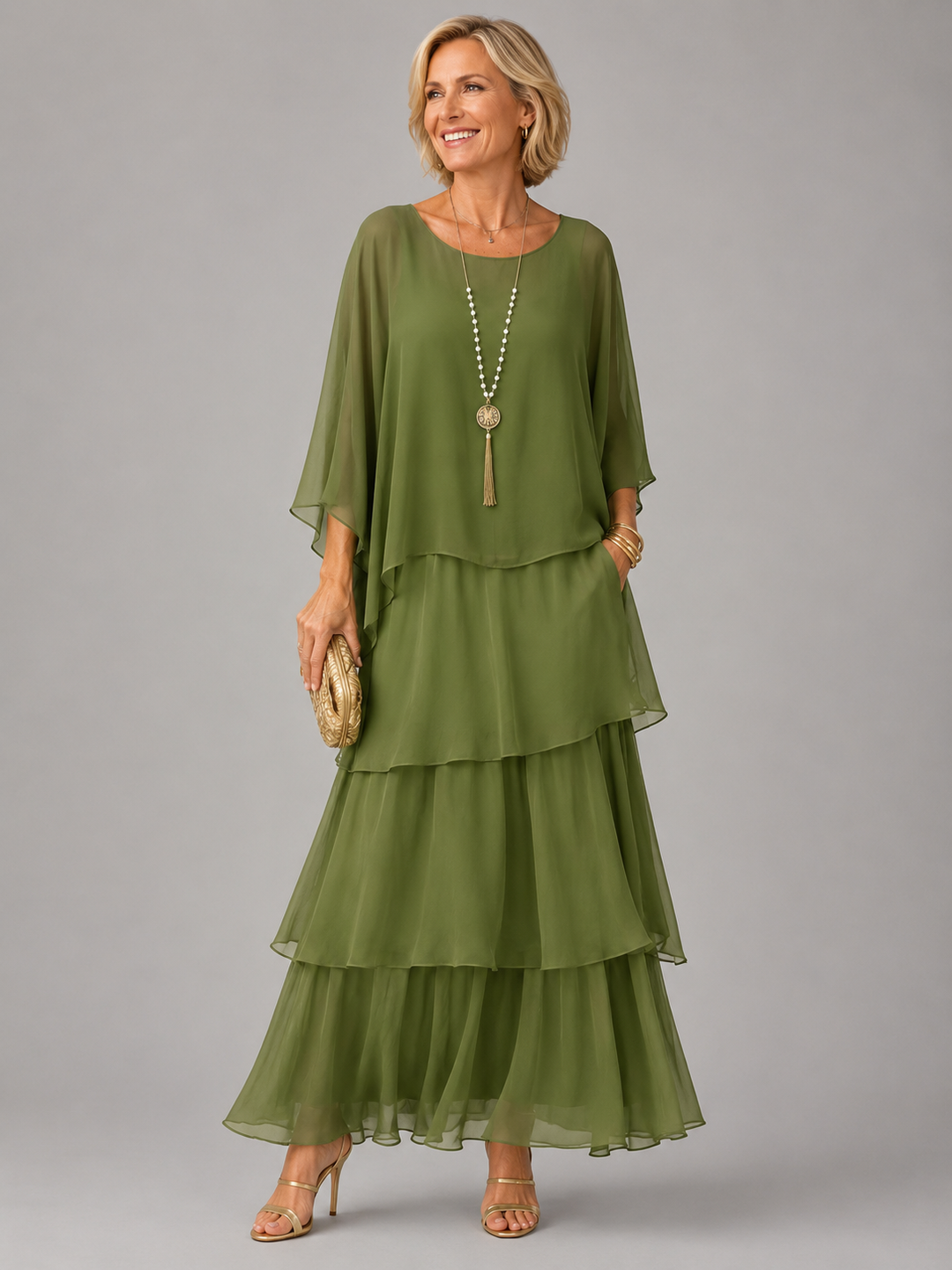 Robe longue fluide à étages