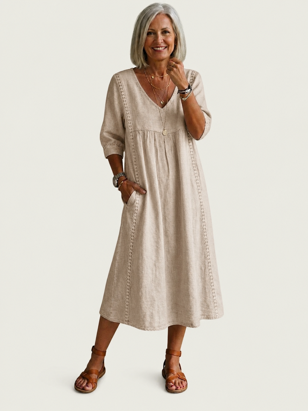 Robe longue évasée coupe trapèze