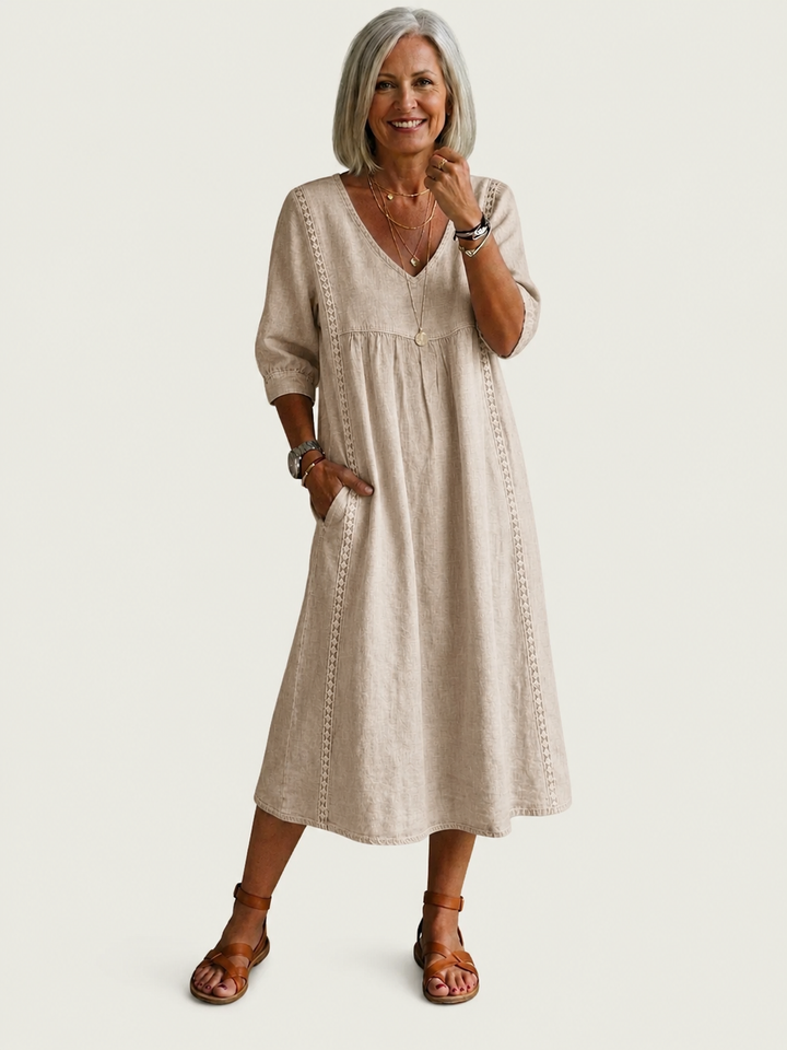 Robe longue évasée coupe trapèze