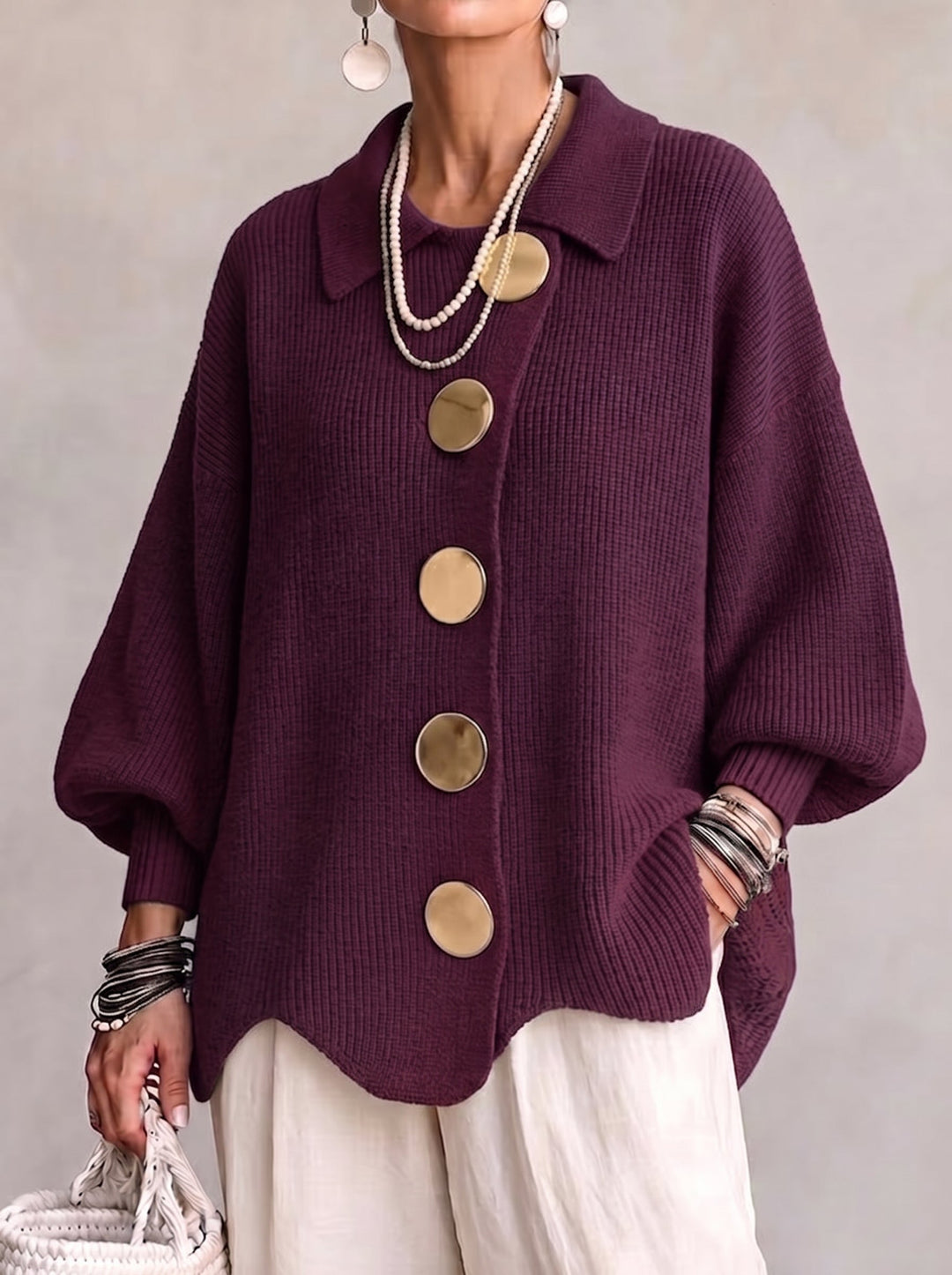 Capucine - Cardigan Boutonné Oversize à Col