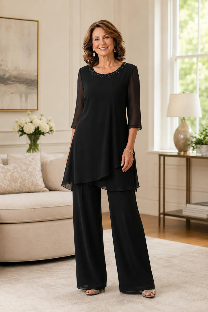 Ensemble pantalon de cérémonie à tunique asymétrique Marcella