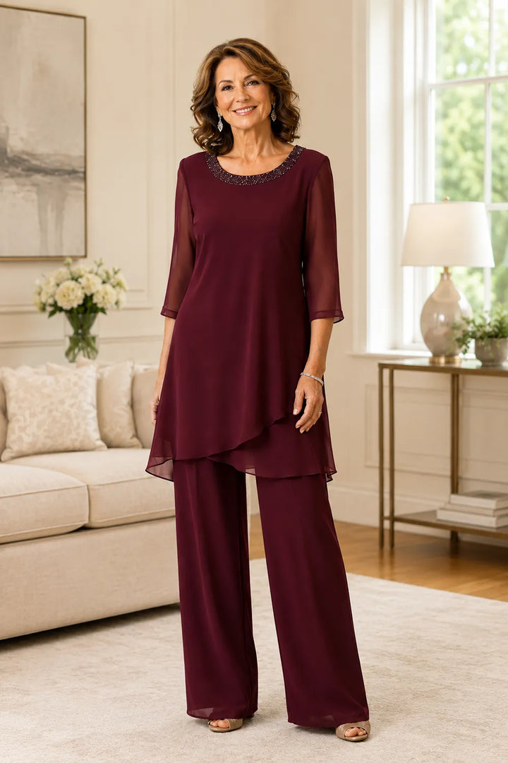 Ensemble pantalon de cérémonie à tunique asymétrique Marcella