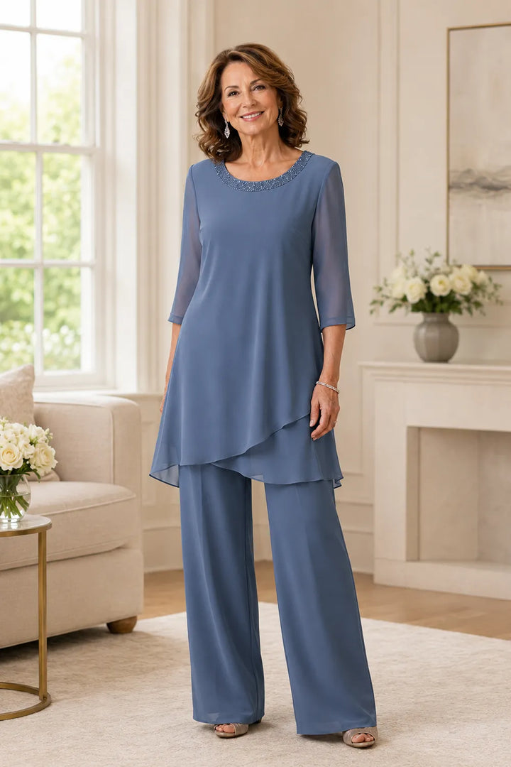 Ensemble pantalon de cérémonie à tunique asymétrique Marcella