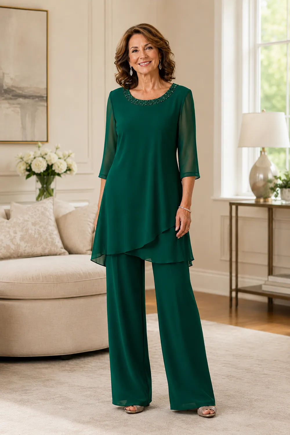Ensemble pantalon de cérémonie à tunique asymétrique Marcella