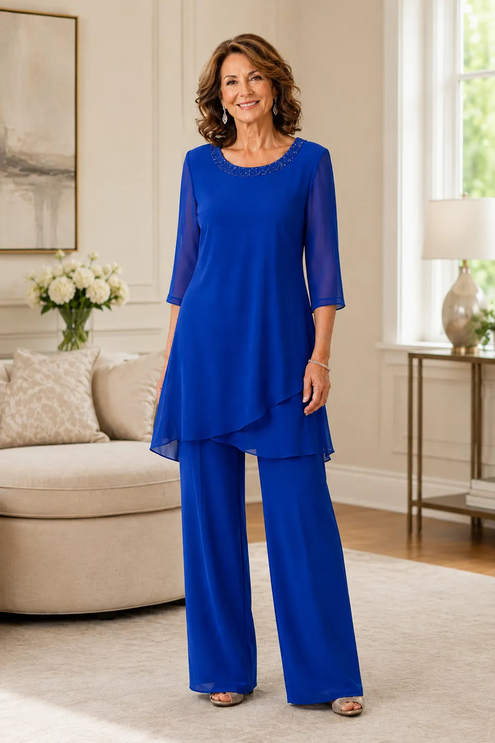 Ensemble pantalon de cérémonie à tunique asymétrique Marcella