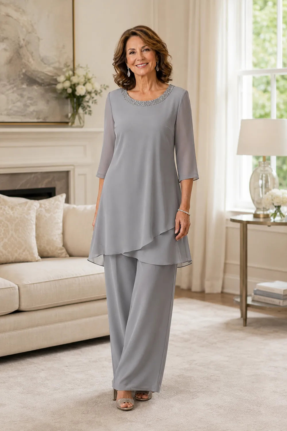 Ensemble pantalon de cérémonie à tunique asymétrique Marcella