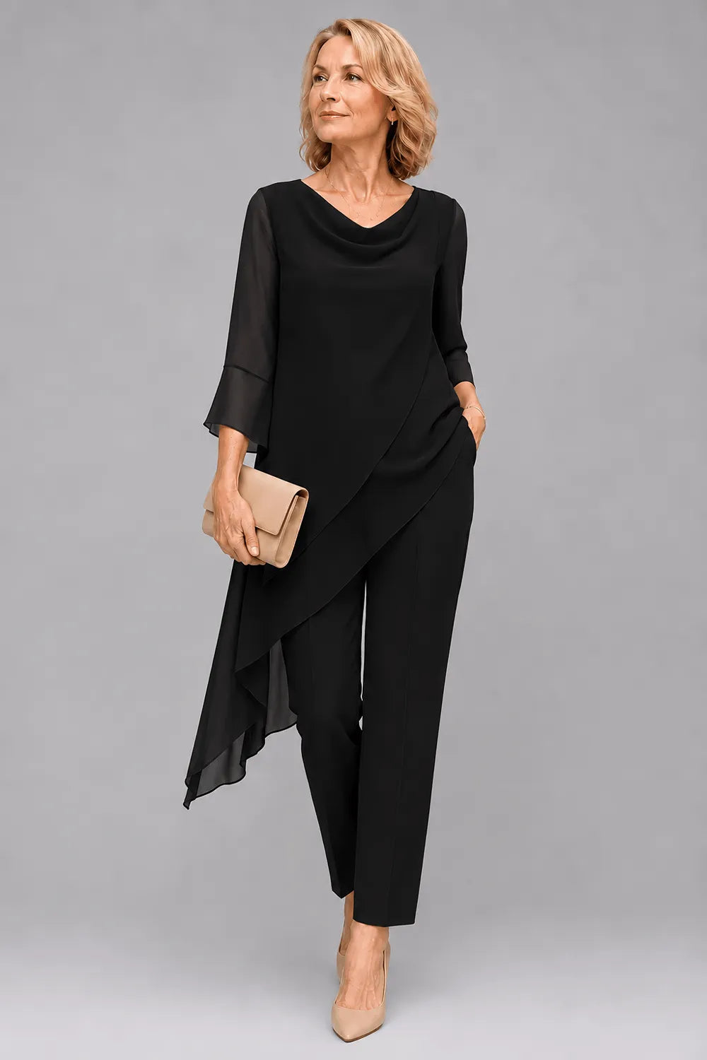 Ensemble pantalon fluide en mousseline pour invitée de mariage