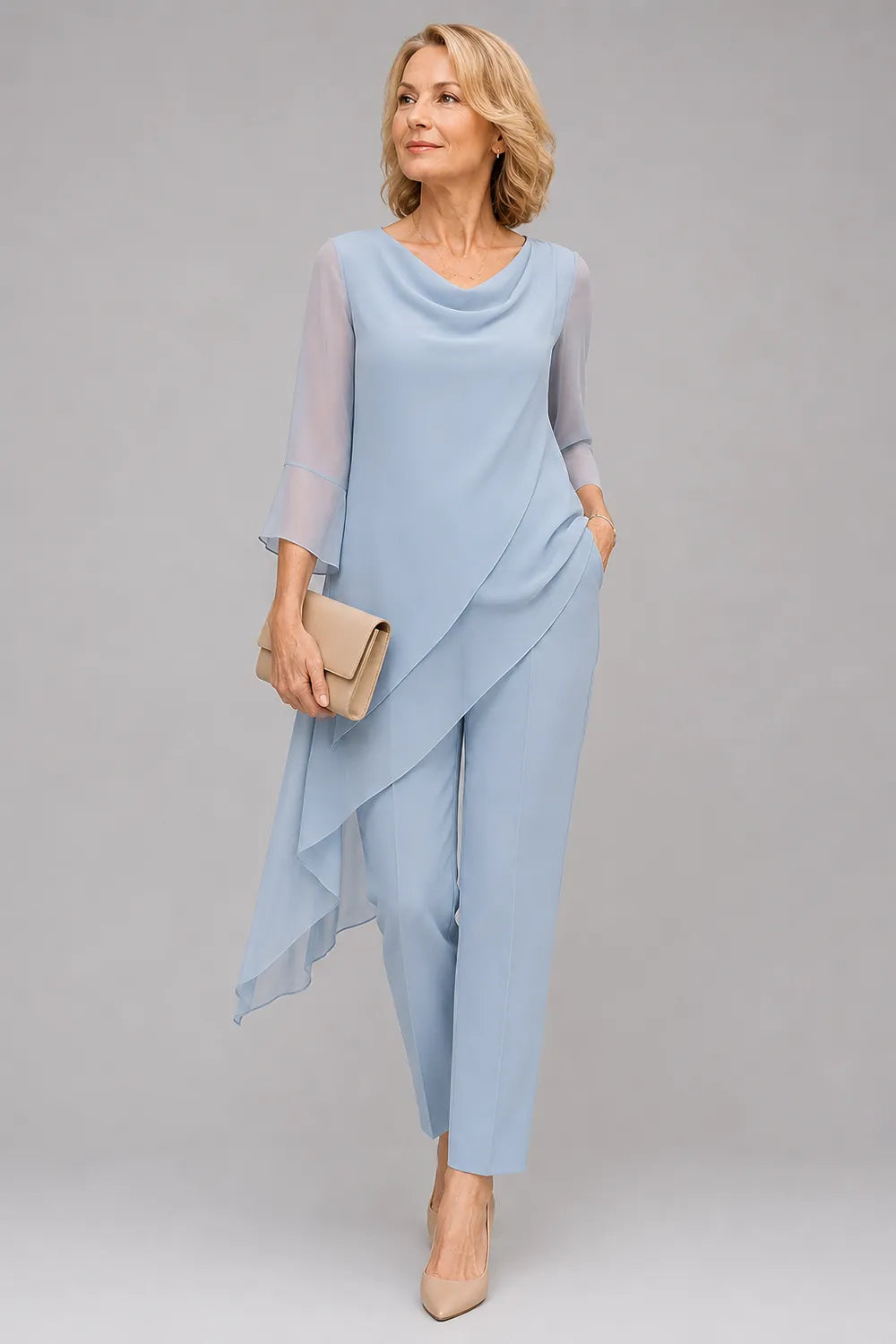 Ensemble pantalon fluide en mousseline pour invitée de mariage