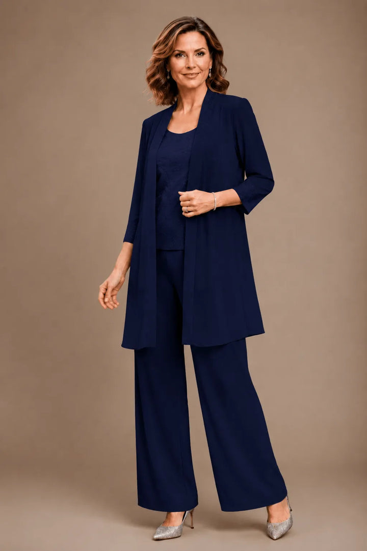 Ensemble pantalon trois pièces brodé Evelyn