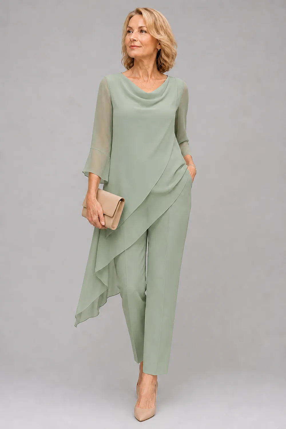 Ensemble pantalon fluide en mousseline pour invitée de mariage