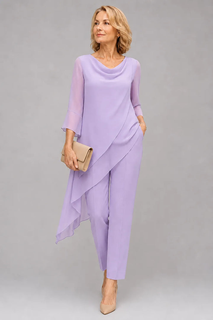 Ensemble pantalon fluide en mousseline pour invitée de mariage