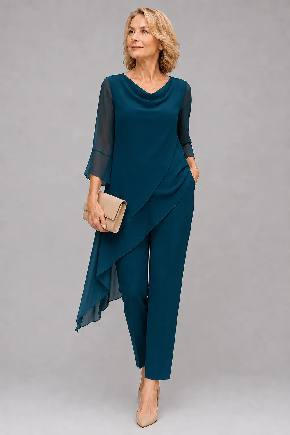 Ensemble pantalon fluide en mousseline pour invitée de mariage