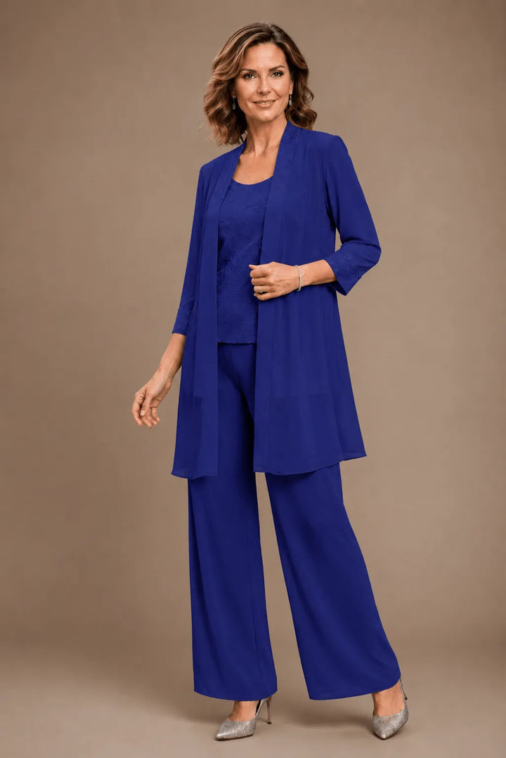 Ensemble pantalon trois pièces brodé Evelyn
